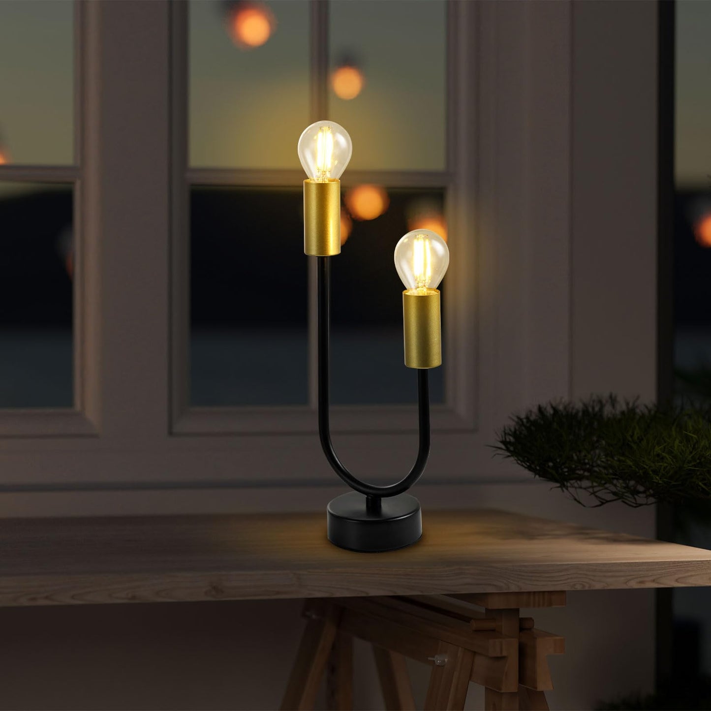 LQWELL® Table Lamp, Modern Minimalist Table Lamp Gold Black, E14 Bedside Lamp, Metal Desk Lamp Dining Table Lamp for Bedroom Living Room, 2-Light, Max 60W, Bulb Not Included