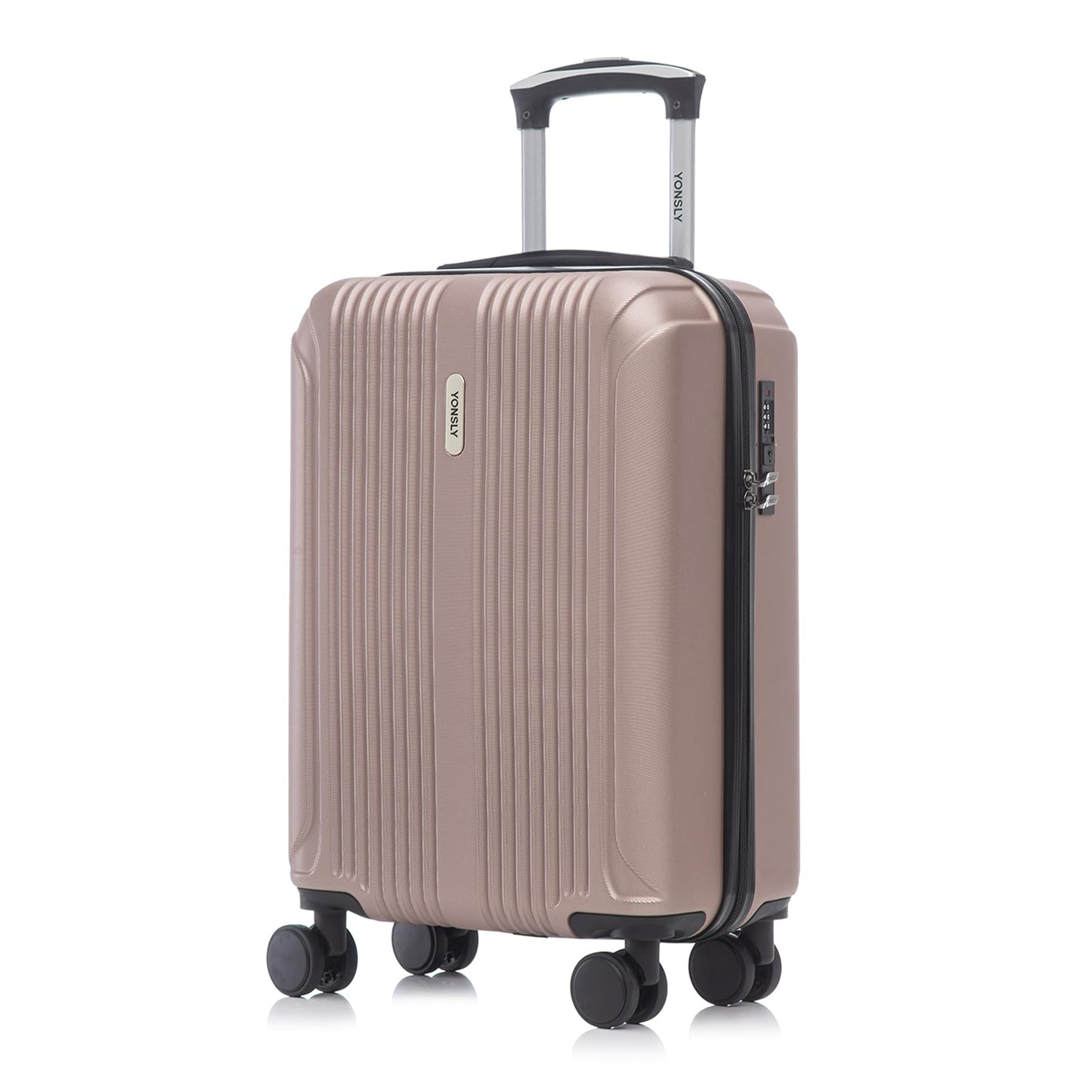 yonsly Koffer Trolley Reisekoffer Suitcase, Rollkoffer Handgepäck Kabinenkoffer mit 4 Rollen 360°, Hartschalenreisekoffer, Zahlenschloss, Weicher Gummigriff