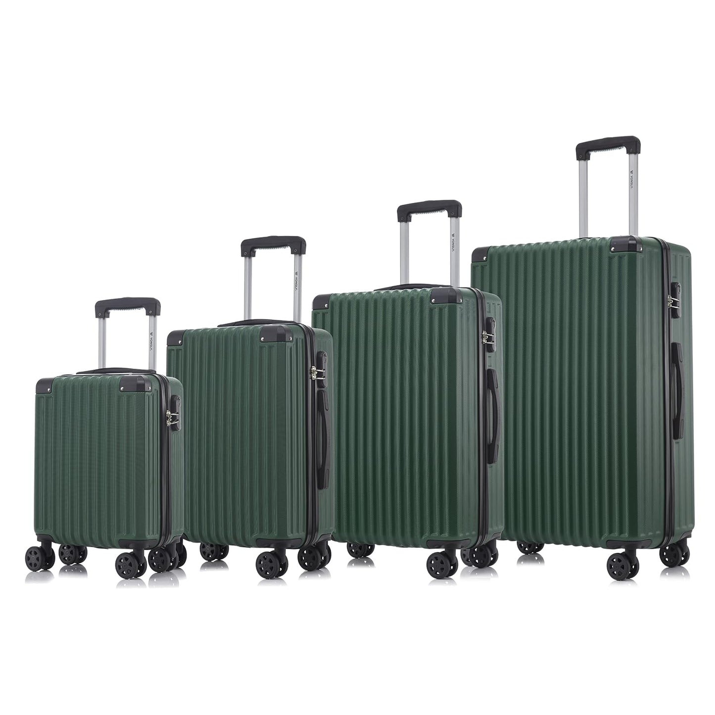 YONSLY® Trolley Luggage Suitcase Set, Roller Suitcase Carry-On, Luggage Set Hard-Shell Suitcase with 4 360° Wheels, Combination Lock, Soft Rubber Handle (4-Piece Set, S,M,L&XL)