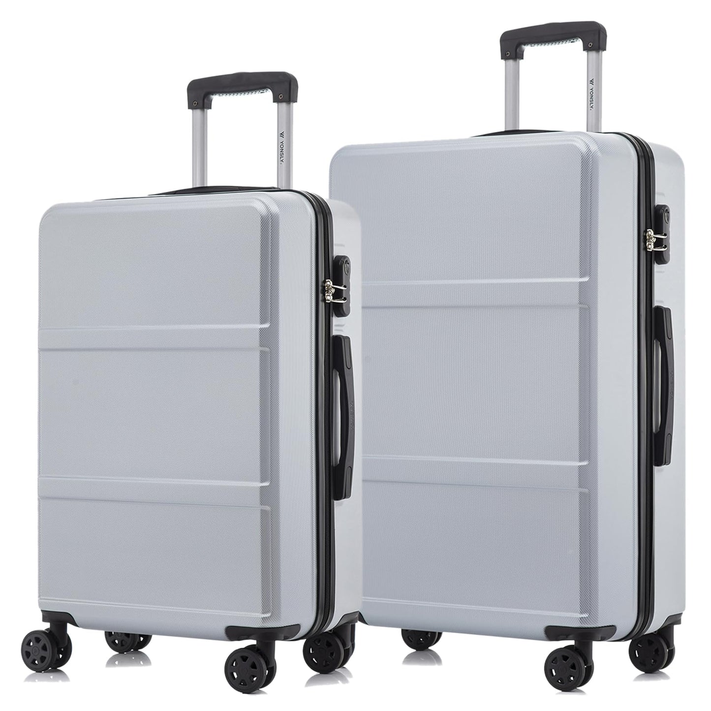 yonsly Trolley Reisekoffer Suitcase Set, Rollkoffer Handgepäck, Kofferset, Gepäckset Hartschalenreisekoffer mit 4 Rollen 360°, Zahlenschloss, Weicher Gummigriff (2er Set, L&XL)