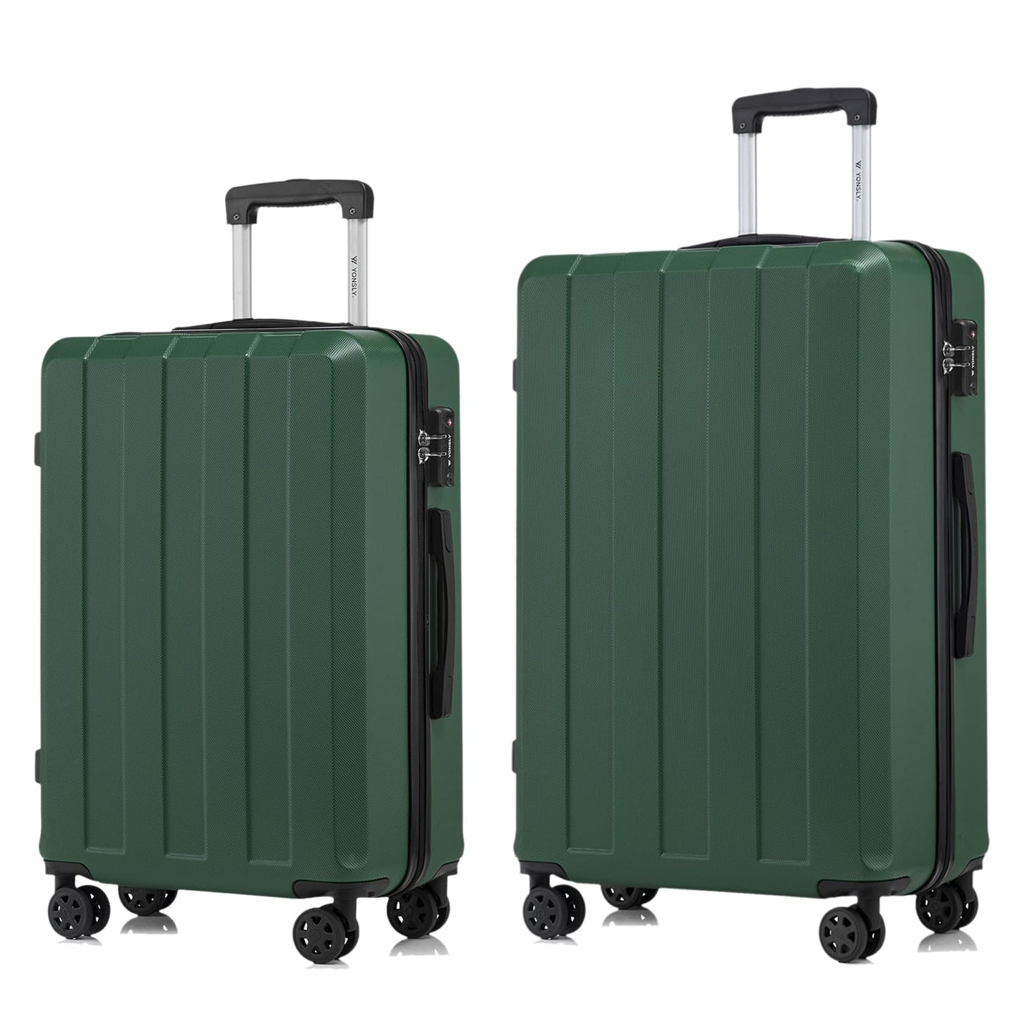 YONSLY® Premium Luggage TSA Lock, YKK Zipper Hardshell Suitcase Trolley Cabin Bag Spinner Luggage Hand Luggage 4 Wheels (L-XL Set)