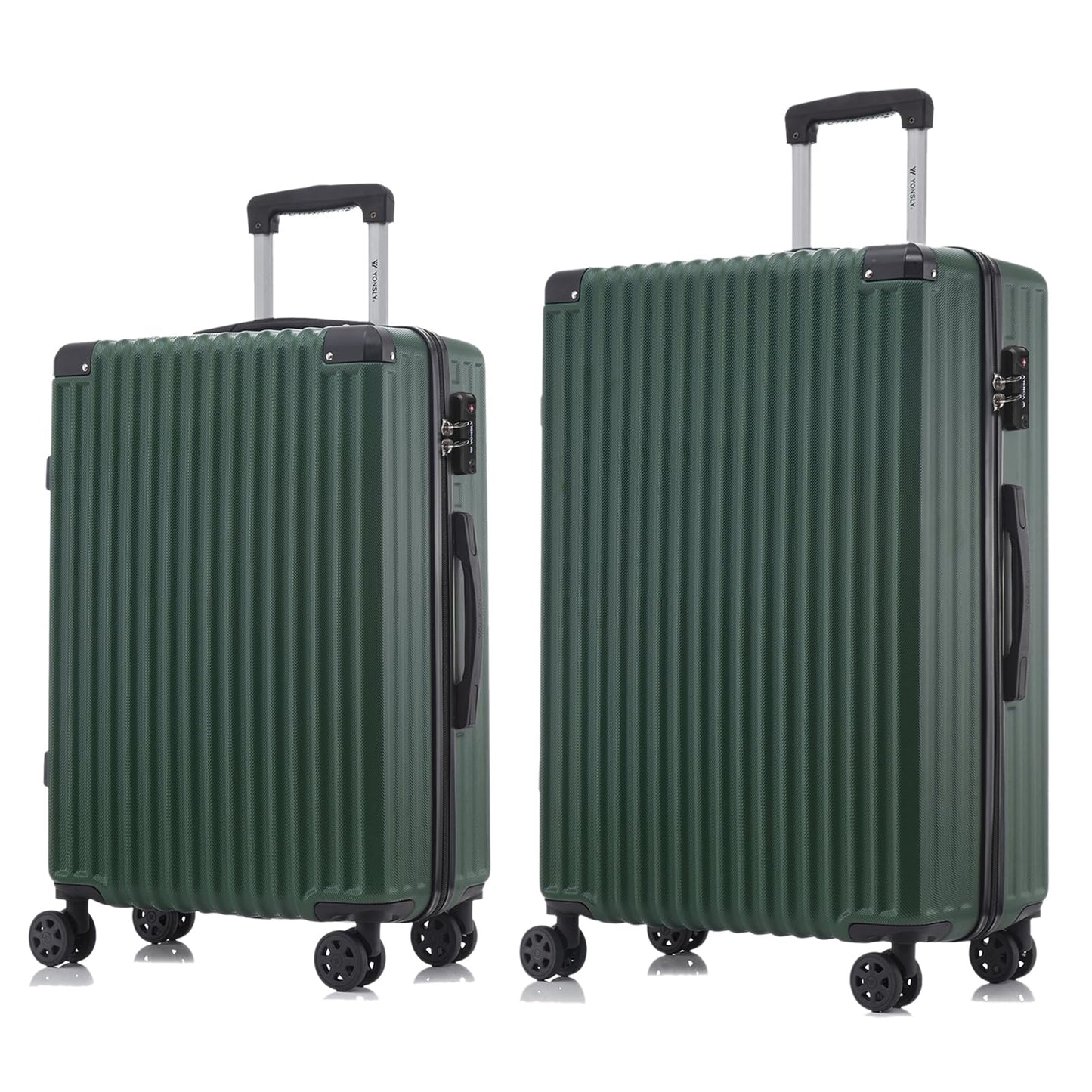 YONSLY® Premium Luggage TSA Lock, YKK Zipper Hardside Suitcase Trolley Cabin Luggage Spinner Suitcase Carry-on 4 Wheels (L-XL Set)