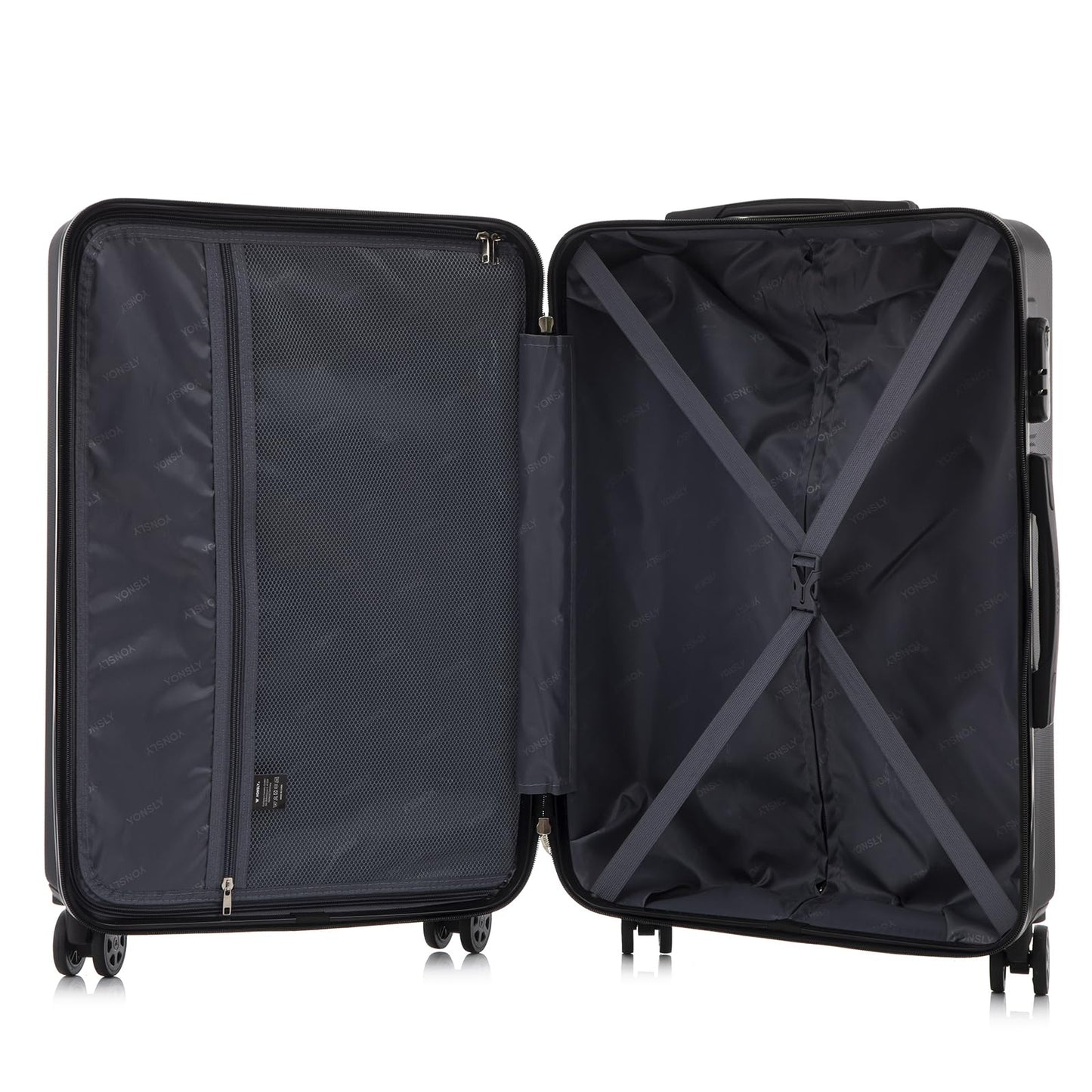 yonsly Trolley Reisekoffer Suitcase Set, Rollkoffer Handgepäck, Kofferset, Gepäckset Hartschalenreisekoffer mit 4 Rollen 360°, Zahlenschloss, Weicher Gummigriff (2er Set, L&XL)