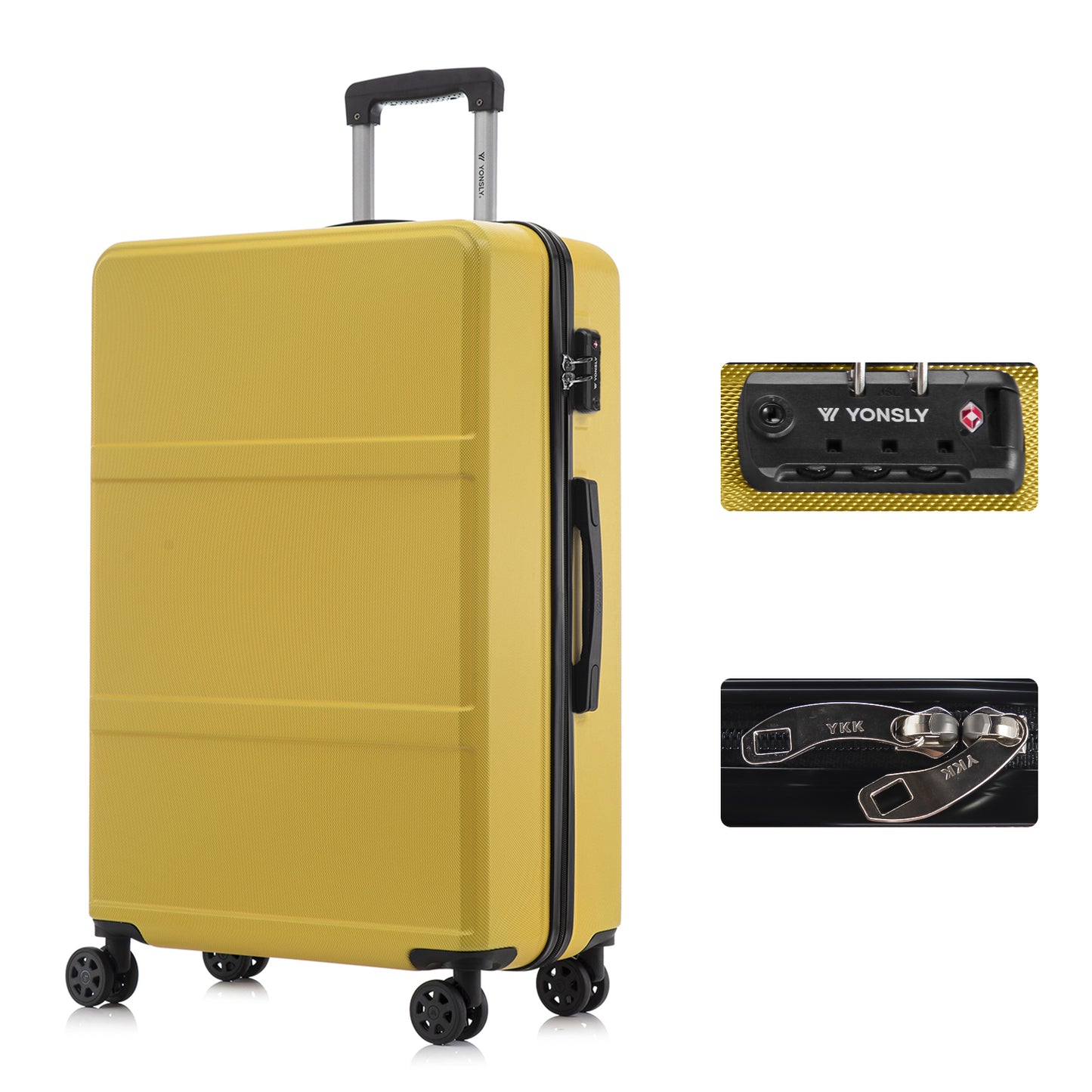 YONSLY® Premium Luggage TSA Lock, YKK Zipper Hardshell Suitcase Trolley Cabin Luggage Roller Suitcase Carry-on 4 Wheels