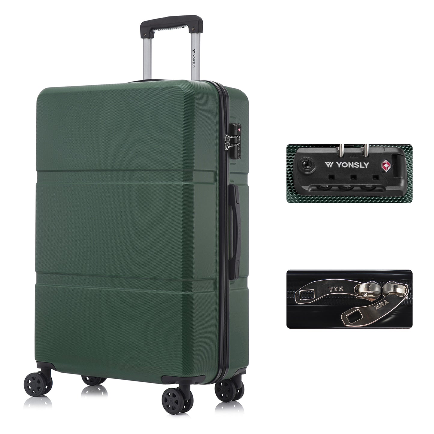 YONSLY® Premium Luggage TSA Lock, YKK Zipper Hardside Suitcase Trolley Carry-on Spinner Suitcase Hand Luggage 4 Wheels