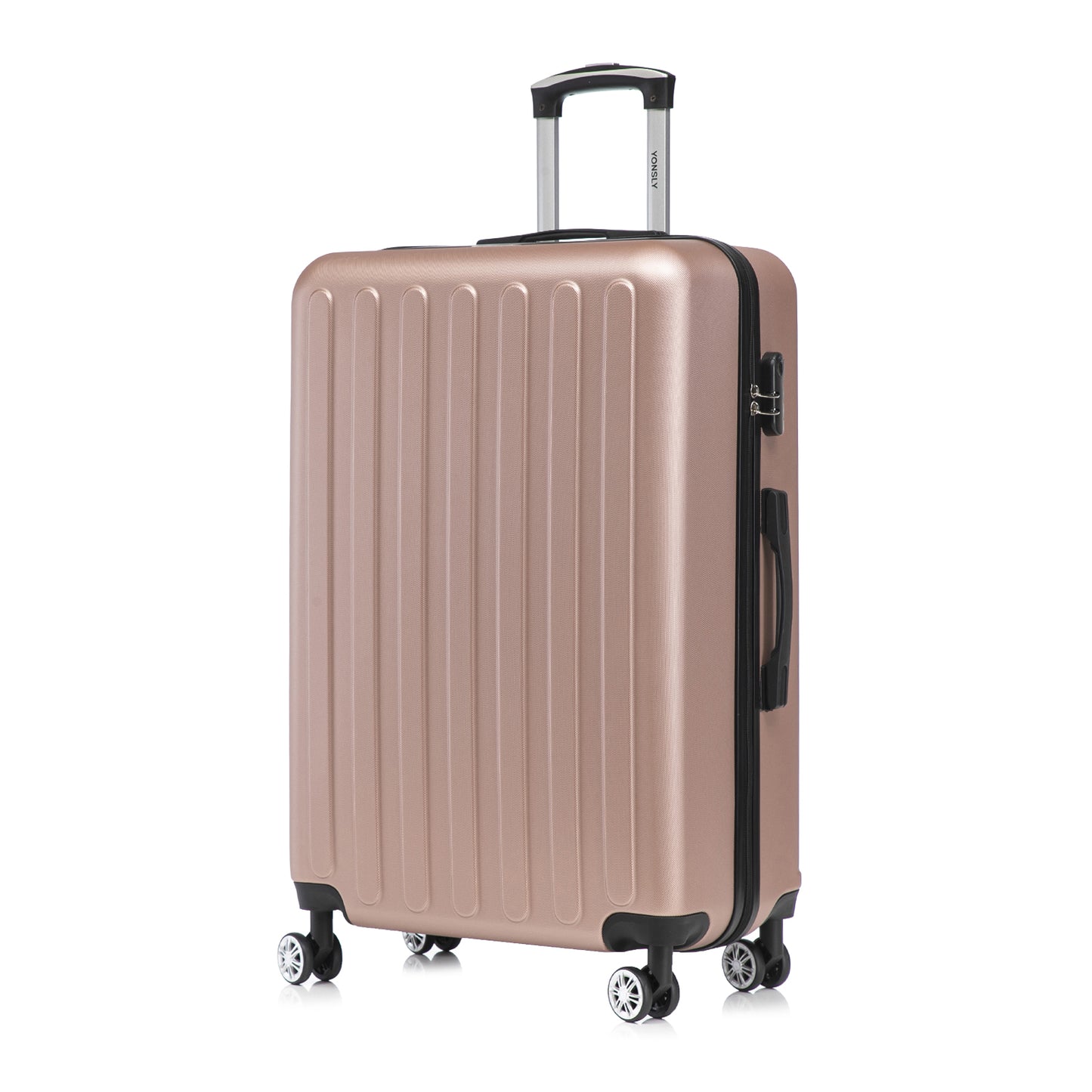 YONSLY® Koffer Suitcase, Trolley Reisekoffer Set, Rollkoffer Handgepäck, Kabinenkoffer Hartschalenreisekoffer mit 4 Rollen 360°, Zahlenschloss, Weicher Gummigriff