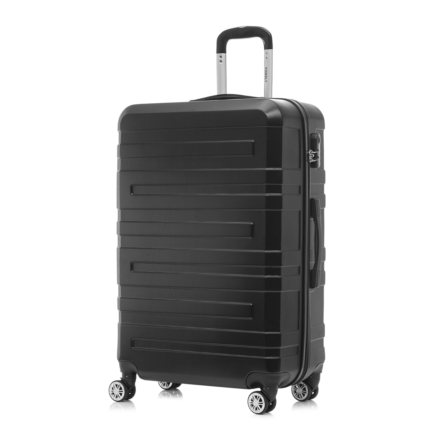 YONSLY® Travel Suitcase Trolley, Rolling Carry-On Luggage Set, Cabin Suitcase, Travel Suitcase with 4 360° Wheels, Combination Lock, Soft Rubber Handle, Hard-Shell Travel Suitcase