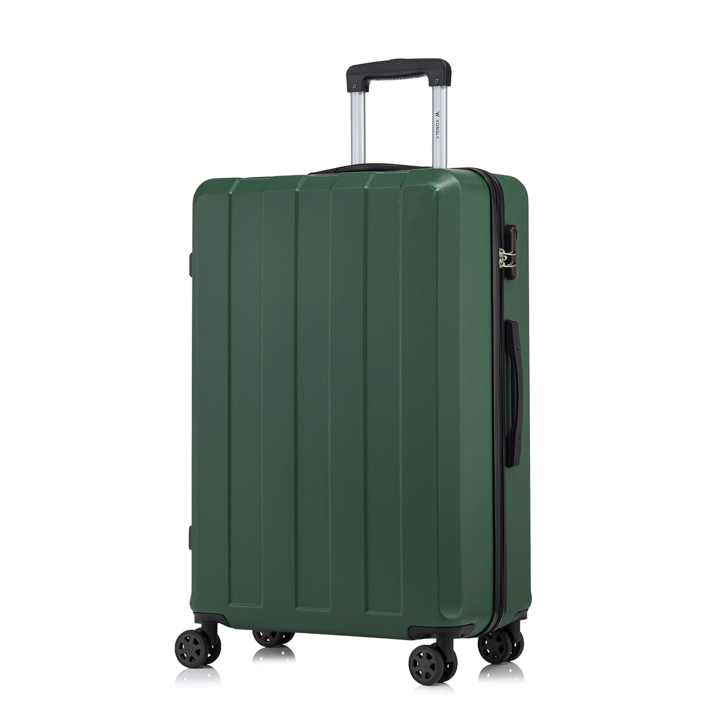 YONSLY® Trolley Suitcase, Travel Rolling Suitcase Cabin Luggage Hardside Suitcase with 4 360° Wheels, Combination Lock, Soft Rubber Handle