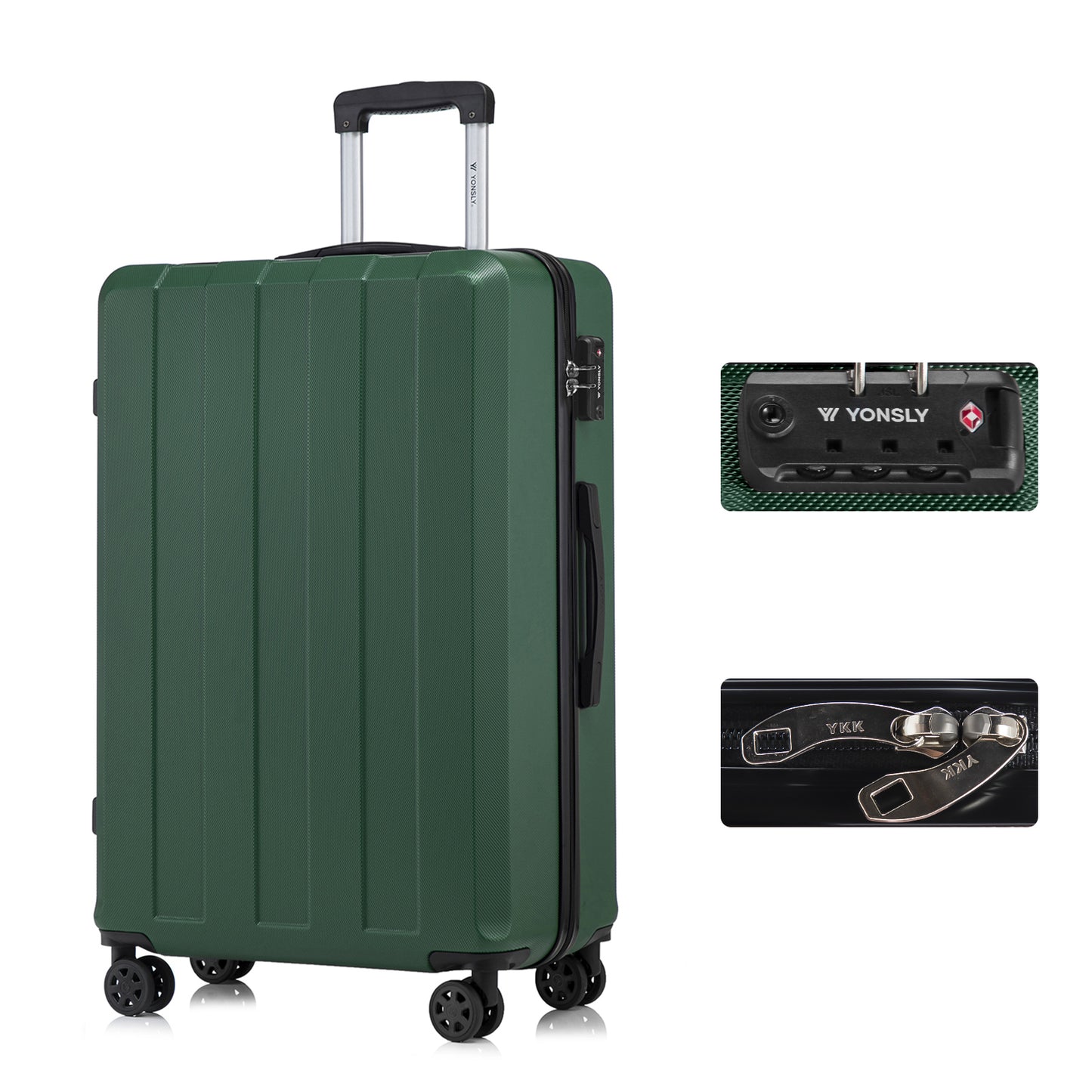 YONSLY® Premium Travel Suitcase TSA Lock, YKK Zipper Hardshell Suitcase Trolley Carry-on Spinner Suitcase Hand Luggage 4 Wheels