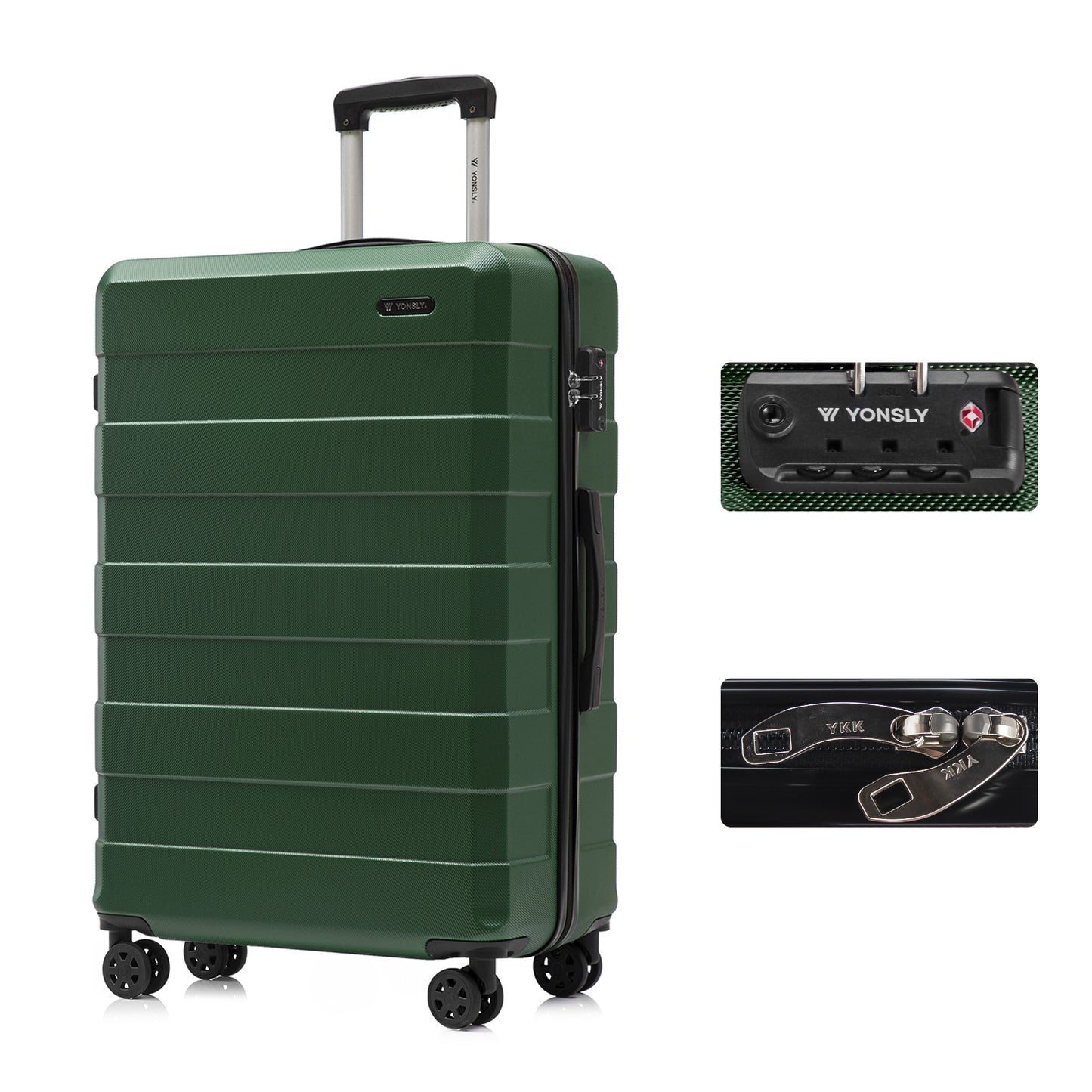 YONSLY® Premium Luggage TSA Lock, YKK Zipper Hardshell Suitcase Trolley Cabin Luggage Spinner Suitcase Carry-on 4 Wheels