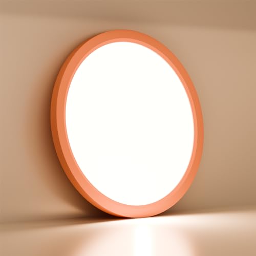 LQWELL® Ceiling Light LED Ceiling Lamp, IP44 Waterproof Bathroom Lamp Round Flat 18W 4000K 1600LM Modern Simple Lamp Thin for Living Room Bathroom Bedroom Kitchen Basement Office, 220 * 24mm (Pink)