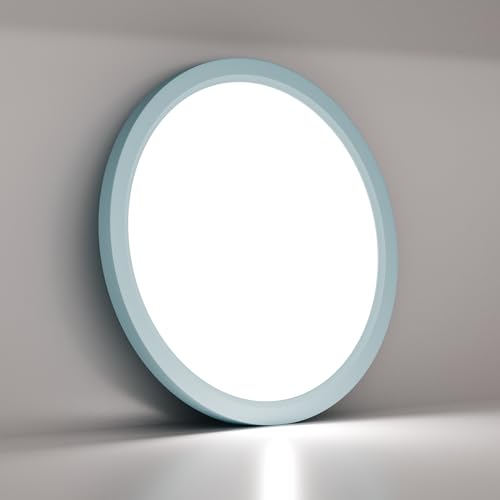 LQWELL® Ceiling Light LED Ceiling Lamp, IP44 Waterproof Bathroom Lamp Round Flat 18W 6000K 1600LM Modern Simple Lamp Thin for Living Room Bathroom Bedroom Kitchen Basement Office, 220 * 24mm (Blue)