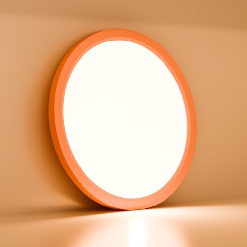 LQWELL® Ceiling Light LED Ceiling Lamp, IP44 Waterproof Bathroom Lamp Round Flat 18W 3000K 1600LM Modern Simple Lamp Thin for Living Room Bathroom Bedroom Kitchen Basement Office, 220 * 24mm (Pink)