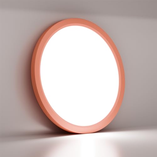 LQWELL® Ceiling Light LED Ceiling Lamp, IP44 Waterproof Bathroom Lamp Round Flat 18W 6000K 1600LM Modern Simple Lamp Thin for Living Room Bathroom Bedroom Kitchen Basement Office, 220 * 24mm (Pink)