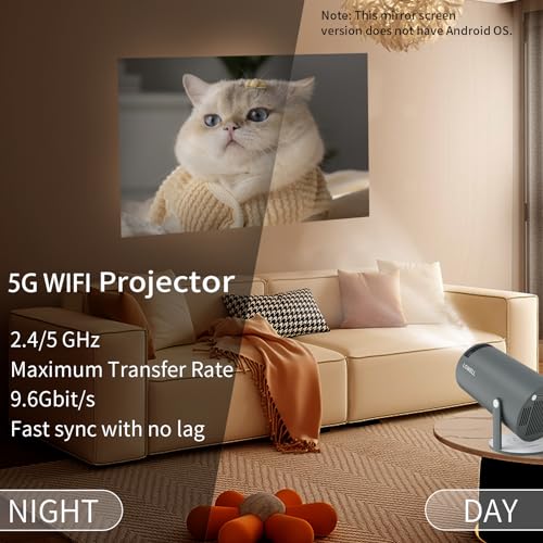 LQWELL® Projector, Mini Projector, Supports Wifi 5G&BT5.0, Automatic Keystone, 180 Degree Angle, 130 Inch Display for Phone/PC/Lap/PS5/Xbox/Stick, 4K Home Cinema Projector, Grey (No Android OS)
