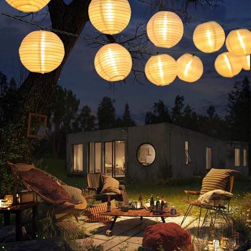Lowell® Solar Fairy Lights Outdoor Lanterns, Solar Lanterns 8M 30 LED 2 Modes, Waterproof Solar Hanging Lamp Garden Decoration Warm White for Balcony, Wedding, Yard, Party, Christmas (1 PCS)