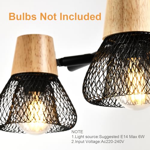 LQWELL® E14 wall light, LED wall lamp, indoor wall lighting, wall spot in retro industrial style, for studio, bar counter, hotel, bedroom, living room, stairs, hall, basement, matt black metal, 1/2/3/4 bulb