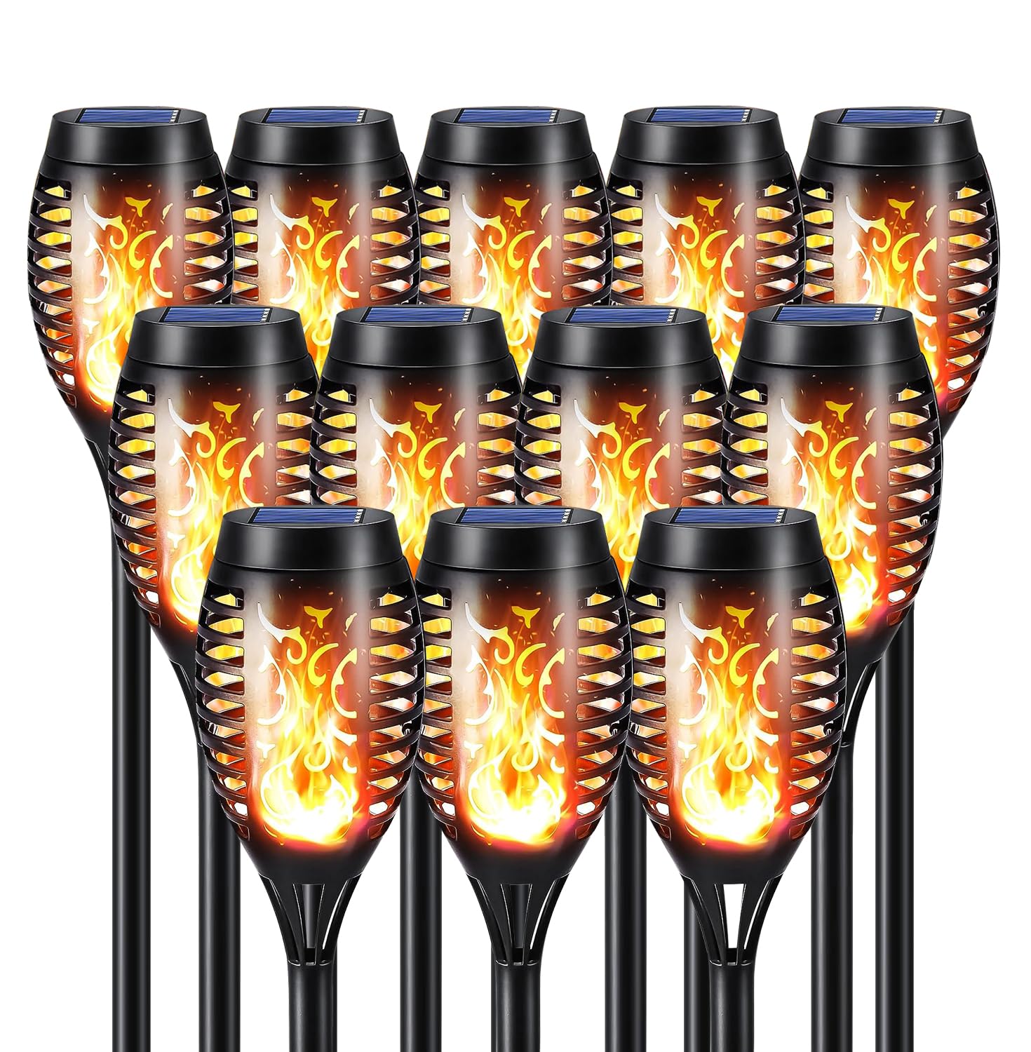 LQWELL® Solarleuchten Solar-Fackeln für den Garten, 12 Stück, 12 LED-S