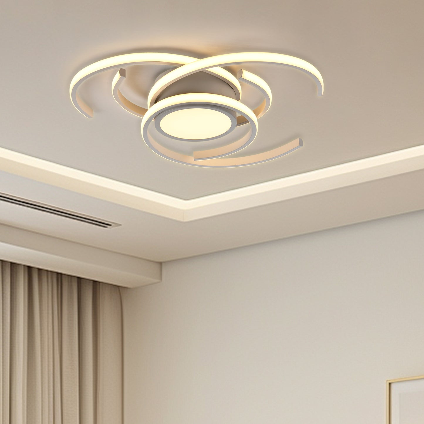 LQWELL ® Deckenleuchte LED Deckenlampe, 33W 3000K Küchenlampe Modern Schlafzimmerlampe aus Aluminium Schwarz Weiß für Wohnzimmer Schlafzimmer Küche Balkon Flur Keller Büro, 560 * 560 * 100mm