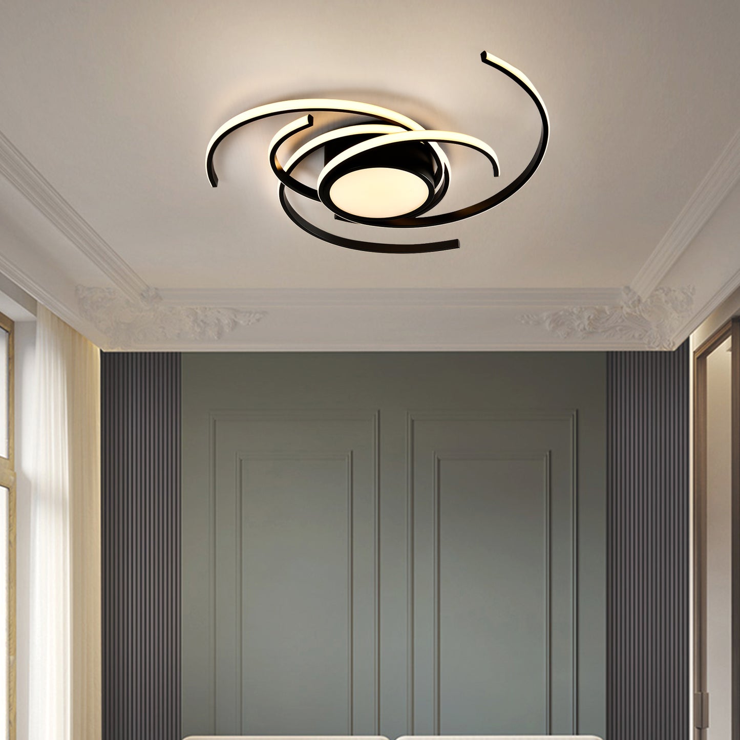 LQWELL ® Deckenleuchte LED Deckenlampe, 40W 3000K Küchenlampe Modern Schlafzimmerlampe aus Aluminium Schwarz Weiß für Wohnzimmer Schlafzimmer Küche Balkon Flur Keller Büro, 750 * 750 * 100mm