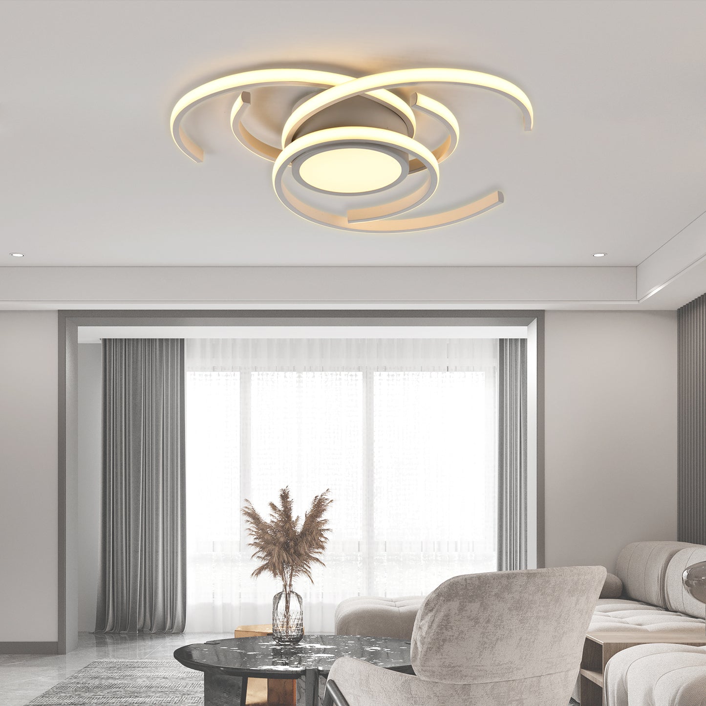 LQWELL ® Deckenleuchte LED Deckenlampe, 33W 3000K Küchenlampe Modern Schlafzimmerlampe aus Aluminium Schwarz Weiß für Wohnzimmer Schlafzimmer Küche Balkon Flur Keller Büro, 560 * 560 * 100mm
