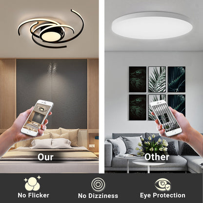 LQWELL ® Ceiling light LED ceiling lamp, 40W 3000K kitchen lamp modern bedroom lamp made of aluminum black white for living room bedroom kitchen balcony hallway basement office, 750 * 750 * 100mm
