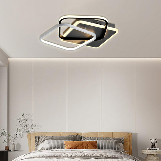 LQWELL® ceiling light LED ceiling lamp, 25W 3000K kitchen lamp modern bedroom lamp made of aluminum black white for living room bedroom kitchen balcony hallway basement office, 440 * 425 * 75mm