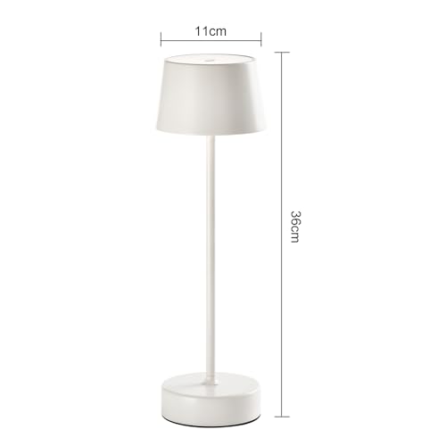 LQWELL® LED Tischlampe, Touch Tischleuchte Typ C USB Nachttischlampe Lichtintensität einstellbar für Drinnen Wohnzimmer Schlafzimmer Abendessen Hotel Bar Restaurant, Weiß