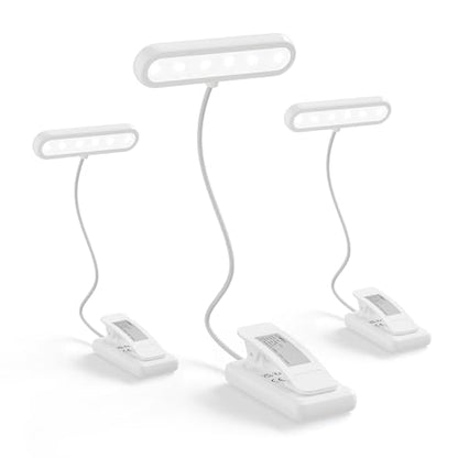 LQWELL®3× Nachttisch-Leselampe, wiederaufladbare USB-Leselampe, 3 Farbtemperaturen, 10 Helligkeitsstufen, stufenlos dimmbar, 360° flexibles Buchlicht für Kinder und Buchliebhaber (Weiß, 3 Stück)