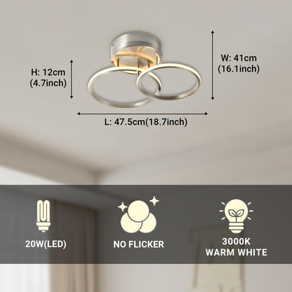 LQWELL® ceiling light LED ceiling lamp, 20W 3000K kitchen lamp modern bedroom lamp made of aluminum for living room bedroom kitchen balcony hallway basement office, 475 * 410 * 120mm