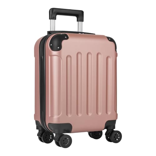 yonsly® Koffer Suitcase M Roségold, Trolley Reisekoffer, Rollkoffer Handgepäck mit 4 Rollen 360°, ABS Hartschalen, Sicherheitsschloss, Weicher Gummigriff, 210D-Futter