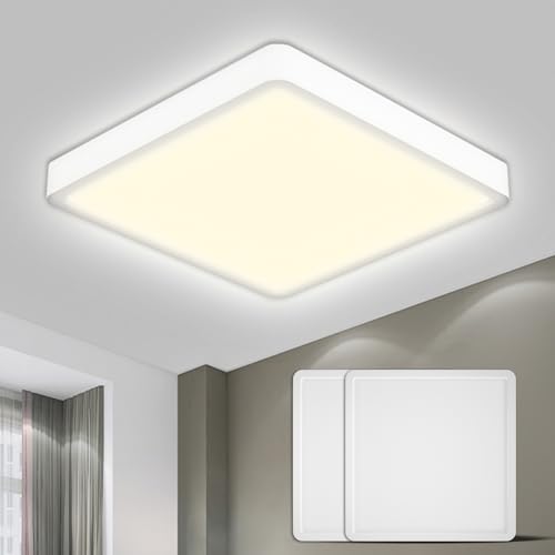 LQWELL® Deckenleuchte LED Deckenlampe, IP44 Wasserfest Badlampe Quadrat Flach 23W 4000K 2400LM Modern Schlicht Lampe Dünn für Wohnzimmer Badezimmer Schlafzimmer Küche Balkon Keller Büro, 300 * 25mm