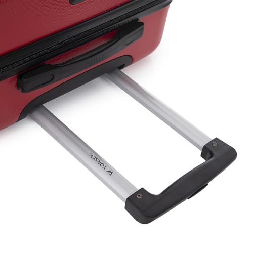yonsly Koffer Suitcase L Rot, Trolley Reisekoffer, Rollkoffer Handgepäck mit 4 Rollen 360°, ABS Hartschalen, Sicherheitsschloss, Weicher Gummigriff, 210D-Futter