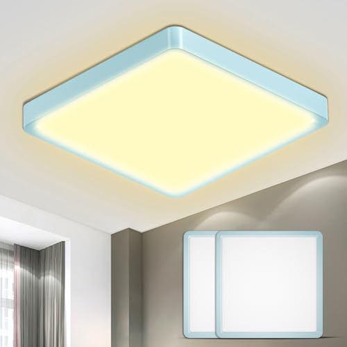 LQWELL® Ceiling Light LED Ceiling Lamp, IP44 Waterproof Bathroom Lamp Square Flat 18W 3000K 1600LM Modern Simple Lamp Thin for Living Room Bathroom Bedroom Kitchen Hallway Basement Office, 220 * 24mm