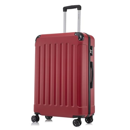 yonsly Koffer Suitcase L Rot, Trolley Reisekoffer, Rollkoffer Handgepäck mit 4 Rollen 360°, ABS Hartschalen, Sicherheitsschloss, Weicher Gummigriff, 210D-Futter