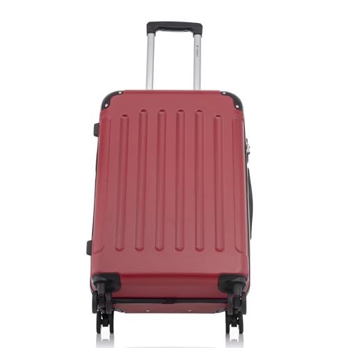 yonsly Koffer Suitcase L Rot, Trolley Reisekoffer, Rollkoffer Handgepäck mit 4 Rollen 360°, ABS Hartschalen, Sicherheitsschloss, Weicher Gummigriff, 210D-Futter