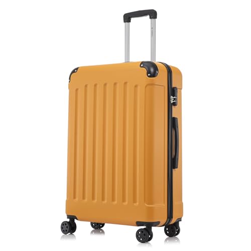 yonsly Koffer Suitcase XL Orange, Trolley Reisekoffer, Rollkoffer Handgepäck mit 4 Rollen 360°, ABS Hartschalen, Sicherheitsschloss, Weicher Gummigriff, 210D-Futter