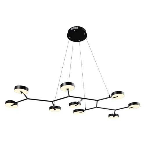 LQWELL® Moderne LED-Pendelleuchte, einfache Pendelleuchte für Küche, Wohnzimmer, Schlafzimmer, Esszimmer, Café, Metall-Pendelleuchte, Deckenleuchte, Mattschwarz