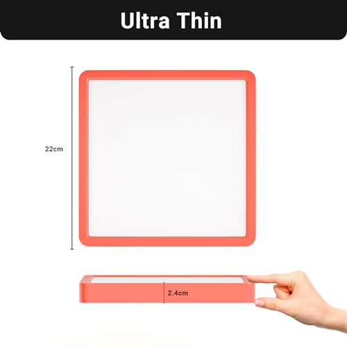 LQWELL® Ceiling Light LED Ceiling Lamp, IP44 Waterproof Bathroom Lamp Square Flat 18W 4000K 1600LM Modern Simple Lamp Thin for Living Room Bathroom Bedroom Kitchen Hallway Basement Office, 220 * 24mm