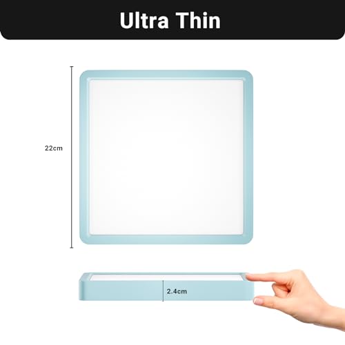LQWELL® Ceiling Light LED Ceiling Lamp, IP44 Waterproof Bathroom Lamp Square Flat 18W 4000K 1600LM Modern Simple Lamp Thin for Living Room Bathroom Bedroom Kitchen Hallway Basement Office, 220 * 24mm