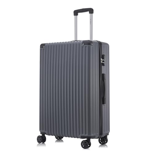 yonsly Trolley Reisekoffer Suitcase, Rollkoffer Handgepäck ABS Hartschalen mit 4 Rollen 360°, Sicherheitsschloss, Weicher Gummigriff, 210D-Futter (XL, Grau)