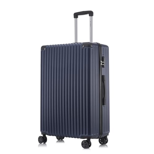 yonsly Trolley Reisekoffer Suitcase, Rollkoffer Handgepäck ABS Hartschalen mit 4 Rollen 360°, Sicherheitsschloss, Weicher Gummigriff, 210D-Futter (L, Dunkelblau)