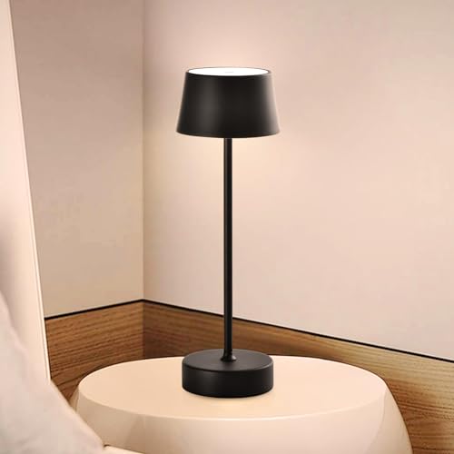 LQWELL® LED Tischlampe, Touch Tischleuchte Typ C USB Nachttischlampe Lichtintensität einstellbar für Drinnen Wohnzimmer Schlafzimmer Abendessen Hotel Bar Restaurant, Schwarz