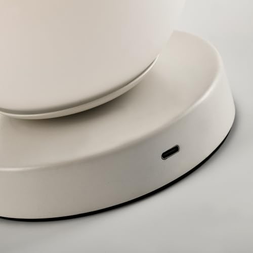 LQWELL® Nachttischlampe Nachttischleuchte, Tischlampe Tischleuchte 3 Dimmstufen USB Wiederaufladbar Touch Beistelltischlampe Leselampe Kugel Glas für Drinnen Schlafzimmer Fensterbank, Weiß