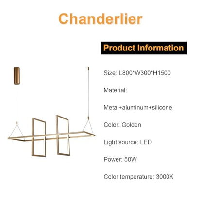 LQWELL® Modern Pendant Light LED, Minimalist Industrial Pendant Lamp Vintage Hanging Lamp for Kitchen Living Room Bedroom Dining Room Cafes, Metal Chandelier Ceiling Lamp, Gold