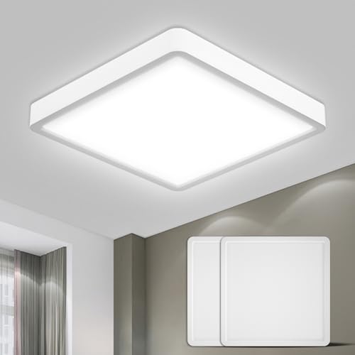 LQWELL® Ceiling Light LED Ceiling Lamp, IP44 Waterproof Bathroom Lamp Square Flat 23W 6000K 2400LM Modern Simple Lamp Thin for Living Room Bathroom Bedroom Kitchen Balcony Basement Office, 300 * 25mm