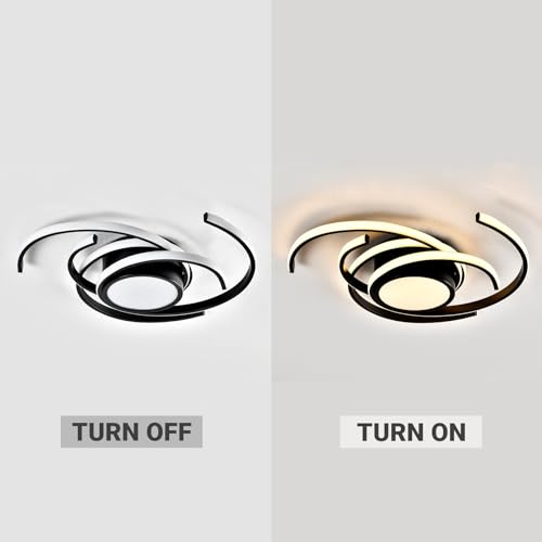 LQWELL ® Deckenleuchte LED Deckenlampe, 33W 3000K Küchenlampe Modern Schlafzimmerlampe aus Aluminium Schwarz Weiß für Wohnzimmer Schlafzimmer Küche Balkon Flur Keller Büro, 560 * 560 * 100mm