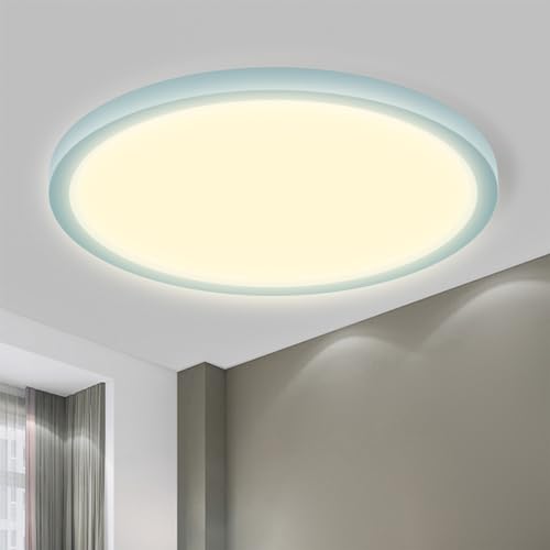 LQWELL® Deckenleuchte LED Deckenlampe, IP44 Wasserfest Badlampe Rund Flach 23W 3000K 2400LM Modern Schlicht Lampe Dünn für Wohnzimmer Badezimmer Schlafzimmer Küche Balkon Keller Büro, 300 * 25mm