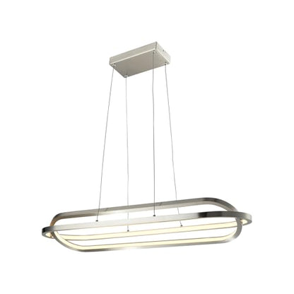 LQWELL® Modern LED Pendant Light, Simple Hanging Lamp for Kitchen, Living Room, Bedroom, Dining Room, Cafe, Metal Pendant Lamp, Ceiling Light, Matte Sand Nickel