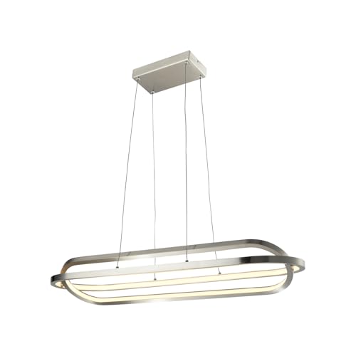 LQWELL® Moderne LED-Pendelleuchte, einfache Pendelleuchte für Küche, Wohnzimmer, Schlafzimmer, Esszimmer, Café, Metall-Pendelleuchte, Deckenleuchte, Mattes Sand-Nickel